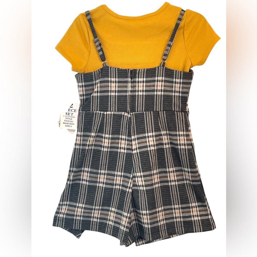 Rare Editions Big Girl Plaid Jumper Outfit with Necklace 2-Piece Set Size 8 NWT - Picture 2 of 6